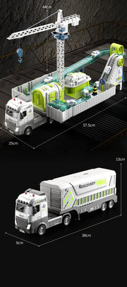 Space Railway Container Truck Diecast Set – Alloy Inertia Vehicles with Sound and Light for Kids