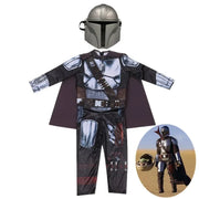 Boys Mandalorian Movie Mask Costume Printed Cartoon Warrior Armor Bodysuit Kids Fantasy Cosplay Costume Halloween