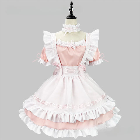 Black and White Lolita Maid Costume – Cute French Apron Dress Uniform for Cafe, Parties, and Cosplay