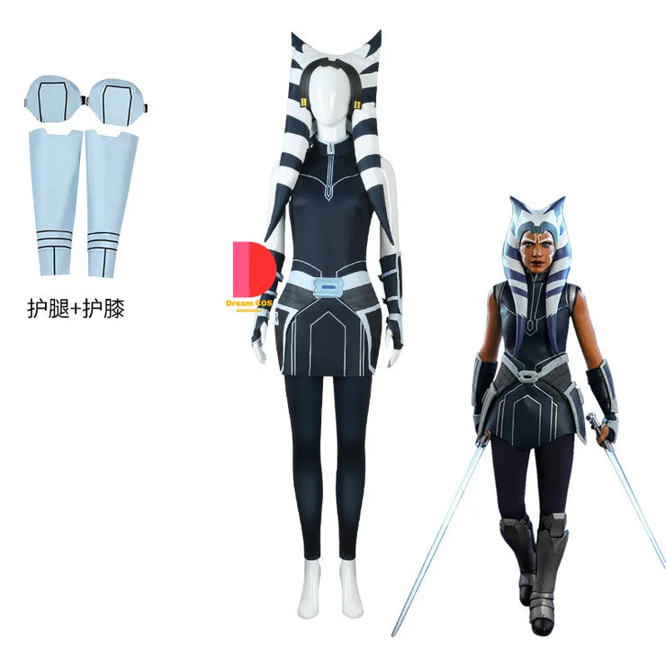 Star Wars Ahsoka Tano Costume – Adult and Child Anime Outfit with Hat for Halloween, Role Play, and Comic Con Events