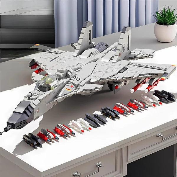 Military Fighter Jet  J-15 Flying Shark Aircraft Building Blocks Brick Set1186PCS