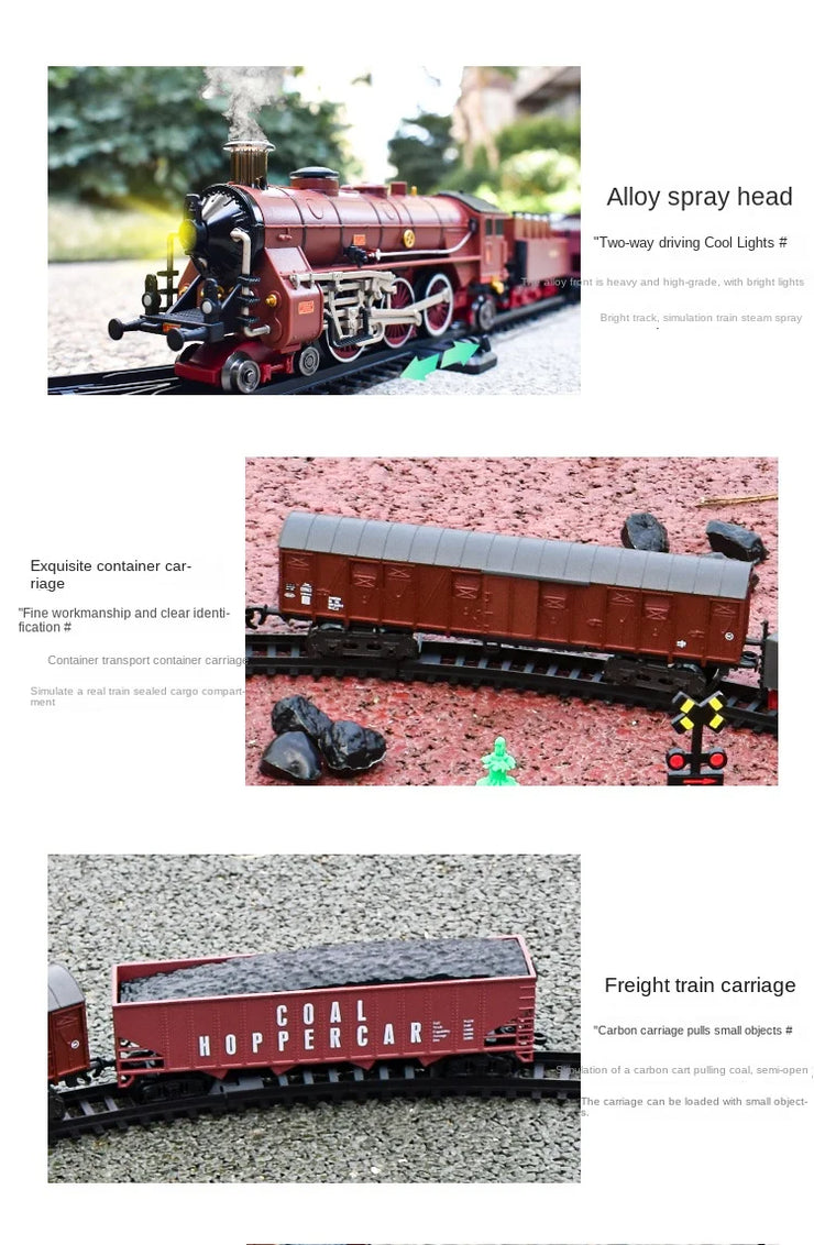 Classic Electric Train Set – Retro Steam Locomotive with Alloy Engine and Tracks for Kids