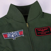 Kids Adults Top Gun Cosplay Bodysuit American Airforce Uniform Halloween Costume Army Green Military Pilot Jumpsuit With Glasses