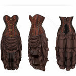 Steampunk Pirate Costume for Women – Cagalli Yulia cosplay Leather Corset Top with Drawstring Skirt Plus Size