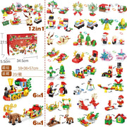 Christmas Advent Calendar Building Block Countdown 24 Days Xmas Christmas Tree Santa Deer Bricks Model Toys For Xmas Kids Gift