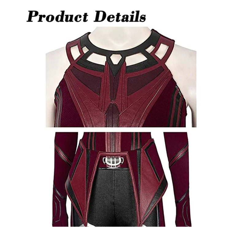 P-Jsmen Female Wanda Maximoff Cosplay Costume Scarlet Witch Headwear Cloak and Pants Full Set Outfit