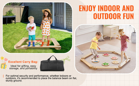 VEVOR Kids Balance Beam Stepping Stones Wooden Balance Boards