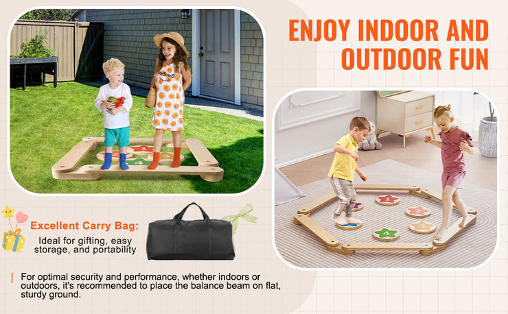 VEVOR Kids Balance Beam Stepping Stones Wooden Balance Boards